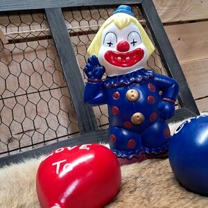 Colorful Clown ceramic Figure with 2 balloons